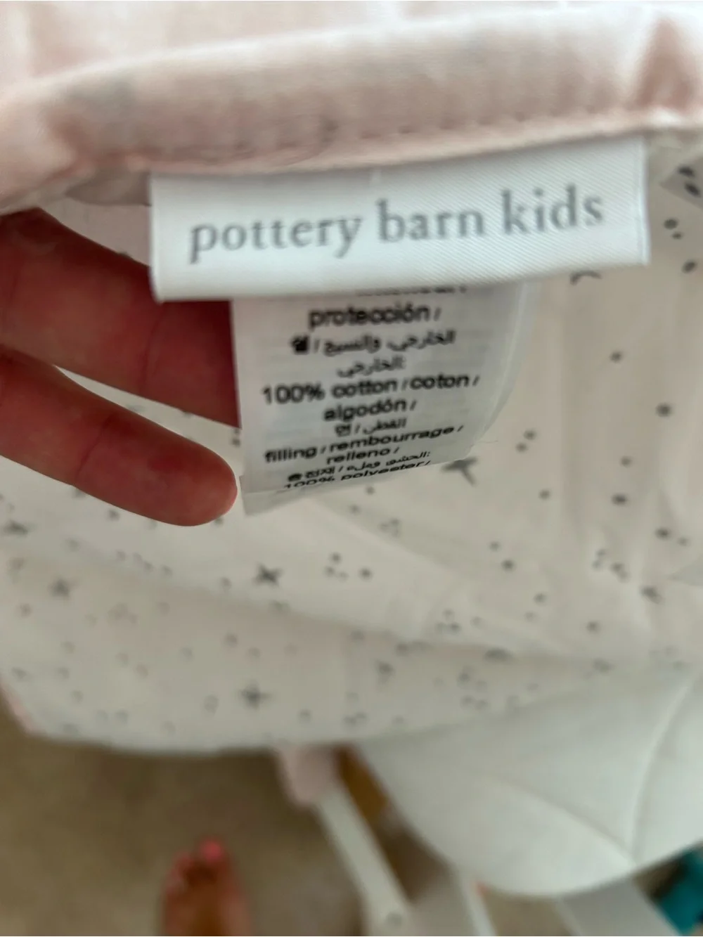 Pottery Barn Kids Princess Comforter in Light Pink with Multicolor Appliqués